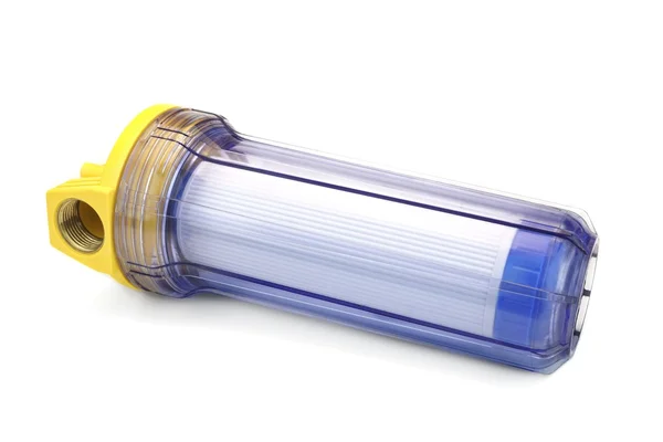 Картридж фильтра воды осадка в прозрачном пластиковом контейнере — стоковое фото