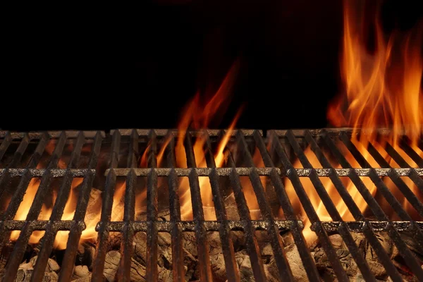 Topputsikt Tomme Griller Brennende Kullbriketter Med Glødende Flammer Utendørs Scene – stockfoto