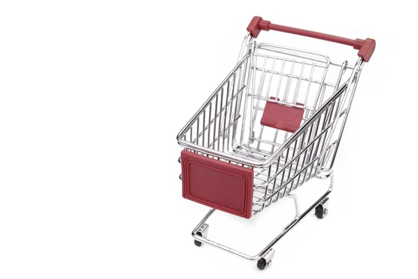 Nuovo carrello vuoto rosso isolato su sfondo bianco — Foto Stock