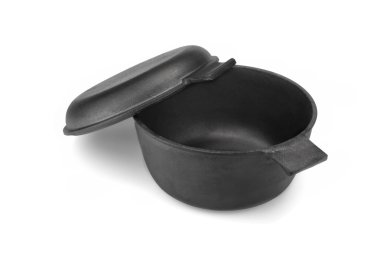 Cast Iron Dutch Oven Or Pot With Pan Cover Isolated clipart