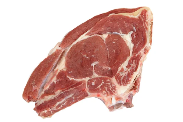 Frisches rohes Ribeye Steak isoliert auf weißem Hintergrund — Stockfoto