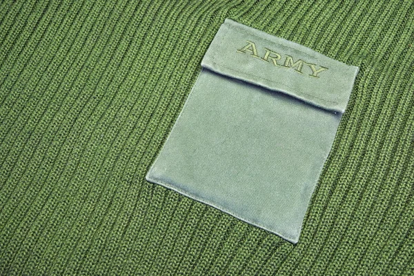 Grøn Khaki Militær Uniform Mand Sweater Med Broderet Sign Army - Stock-foto