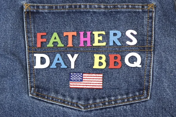 Fathers Day Bbq Party Wood Sign Blue — Stock Photo, Image