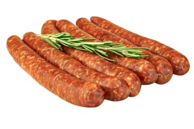 Sausages Made Of  Chorizo Mince In Natural Casing White Isolated clipart