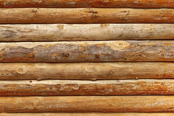 Log Cabin Barn Omålad Barkad Vägg Texturerad Horisontell Bakgrund Med — Stockfoto