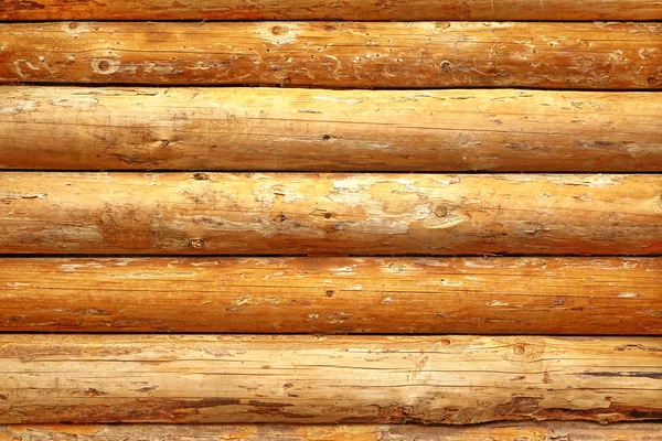 Log Cabin Barn Unpainted Debarked Wall Textured Horizontal Background Copy — Stock Photo, Image