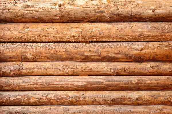 Log Cabin Barn Omålad Barkad Vägg Texturerad Horisontell Bakgrund Med — Stockfoto