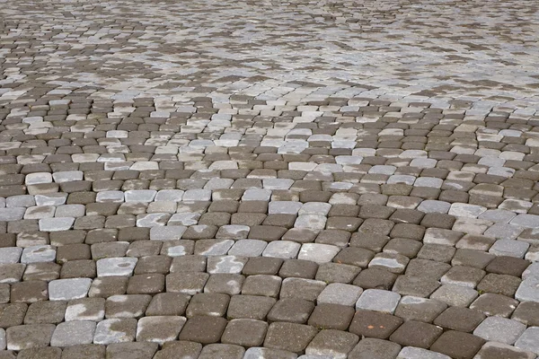 Modern Cobblestone Paving Perspective Circular Pattern Abstract Grey Background Texture — Stock Photo, Image