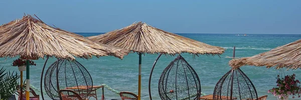 Empty Beach Bar Cafe Resting Area Tropical Island Resort Exterior — Stock Photo, Image