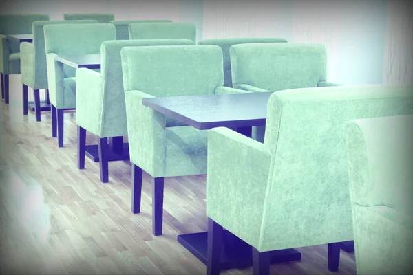 Сучасне Кафе Або Ресторанний Інтер Зручними Меблями Порожні Які Зелені — стокове фото