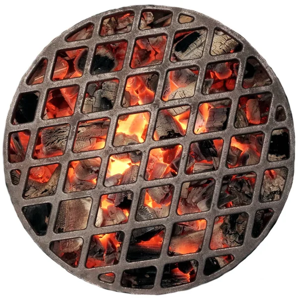 Kettle Grill Pit Flaming Charcoal Top View Bbq Hot Kettle — Stock Photo, Image