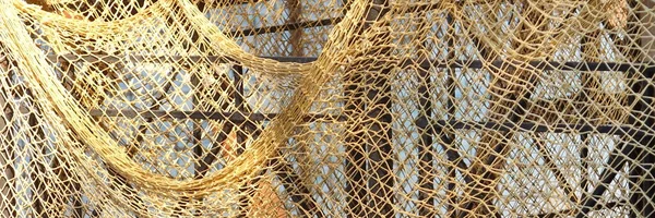 Fish Net Vintage Arkaplanı Düğümlü Desenli Balıkçı Ağı Soyut Dokusu — Stok fotoğraf