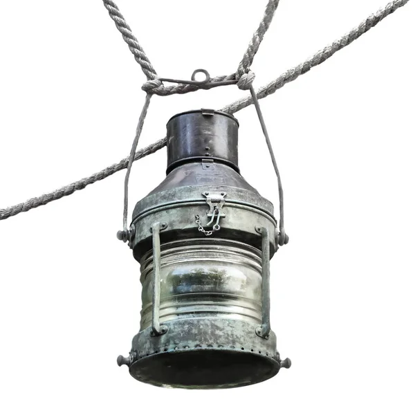 Old Copper Anchor Nautical Oil Vintage Lantern Retro Lamp Hanging — Stock Photo, Image