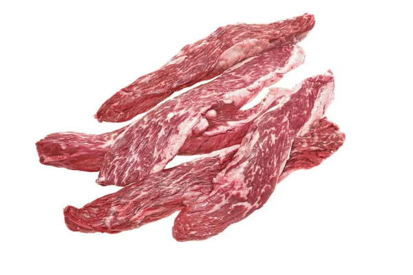 Raw Tenderloin Nötkött Biffar Eller Kjol Biff Isolerad Vit Bakgrund — Stockfoto