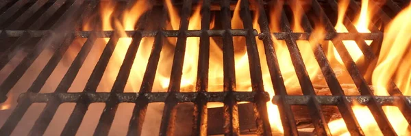Barbecue Flambant Vide Grill Charbon Bois Gros Plan Barbecue Chaud — Photo