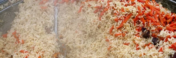 Горячий Восточный Пилаф Фон Pilaf Pilau Pilaw Top View Мясо — стоковое фото