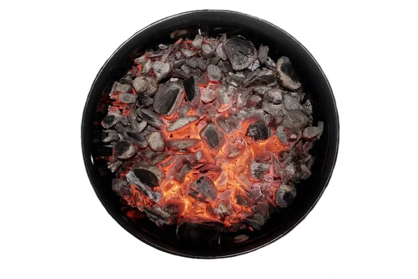 Kettle Grill Pit Flaming Charcoal Top View Bbq Hot Kettle — Stock Photo, Image