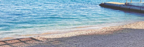 White Pebble Beach Wide Background Top View Inglês Fundo Panorâmico — Fotografia de Stock