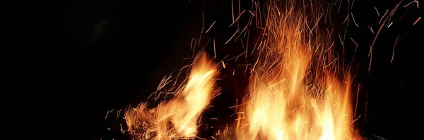 Flames Fire Sparks Isolated Black Background Abstract Flaming Background Magic — Stock Photo, Image