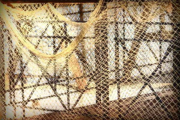 Fundo Vintage Fish Net Pesca Net Textura Abstrata Com Padrão — Fotografia de Stock