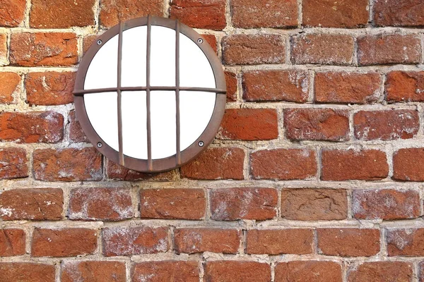 Scone Lamp Vintage Brick Wall Nigh Twilight — 스톡 사진