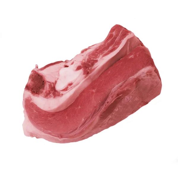 Raw Beef Eller Kalvkött Brisket Isolerad Vit Bakgrund Närbild Ovanifrån — Stockfoto