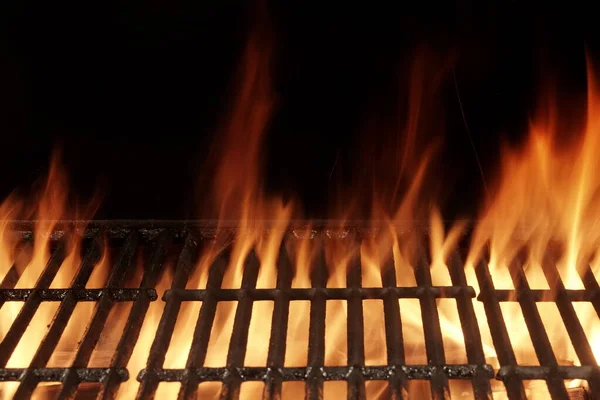 Pusty Płonący Grill Węglem Drzewnym Zbliżenie Hot Grill Grill Gotowe Obrazek Stockowy