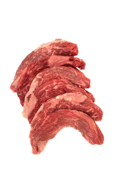 Roh Filet Beef Steak Oder Rock Steak Isoliert Auf Weißem — Stockfoto