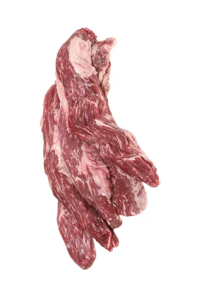 Rohe Rinderfilet Steaks Oder Rocksteak Isoliert Auf Weißem Hintergrund Overhead — Stockfoto