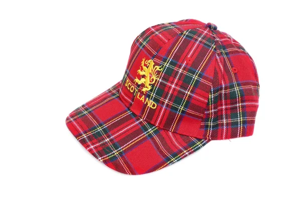 स्कॉटिश हात लाल टार्टन टोपी — स्टॉक फोटो, इमेज