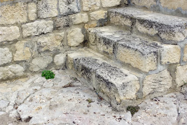 White Old Stone Stairs, Wall and Floor — Stock Photo, Image