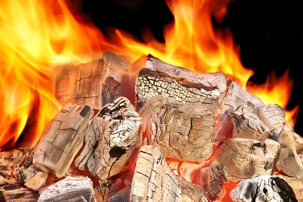 Flaming Coals Close-up — Stock Photo, Image