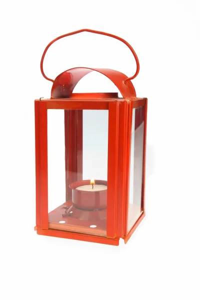 Lanterna rossa con candeliere incandescente — Foto Stock