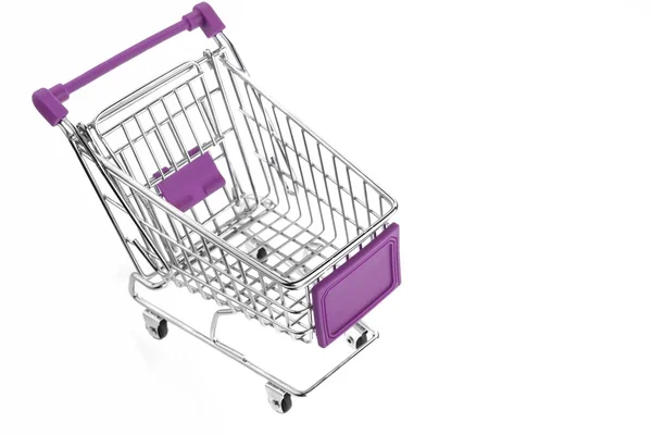 Pink Shopping Cart Isolated on White — стоковое фото