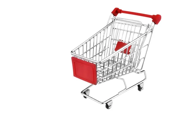 Red Shopping Cart  Isolated On White — Stock Photo, Image