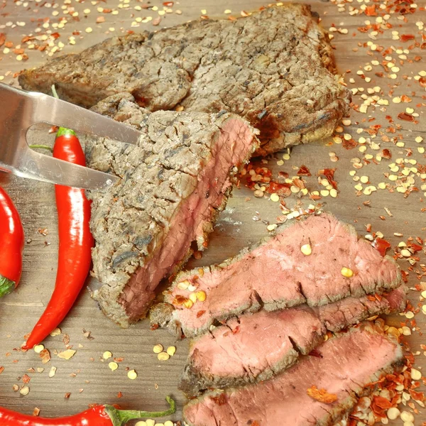 Grilled BBQ Pepper Steaks — Stock Photo, Image