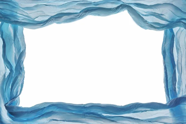 Élément de conception de cadre en mousseline de soie de tissu bleu abstrait texturé Bac — Photo