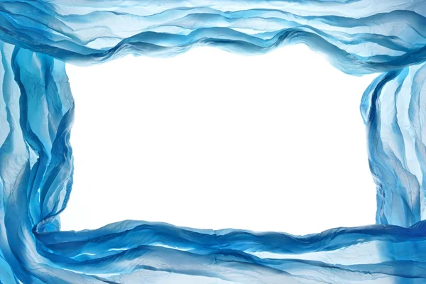 Abstrakt blå tyg Chiffon ram designelement texturerat Bac — Stockfoto