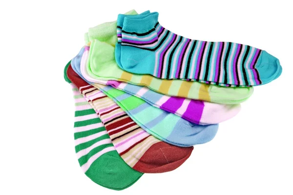 Viele gestreifte Socken im weiblichen Knöchelstil — Stockfoto