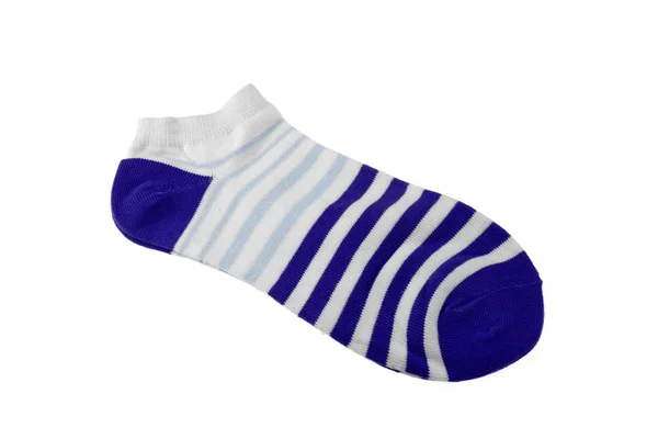Pár sötét kék-fehér csíkos női zokni — Stock Fotó