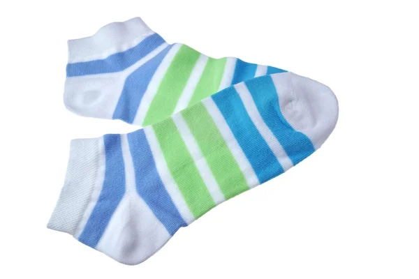 Ζευγάρι πράσινο και μπλε ριγέ κάλτσες κυρίες — Φωτογραφία Αρχείου