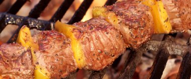 Beef Kebab or Shashlik On The Hot  Flaming Grill clipart