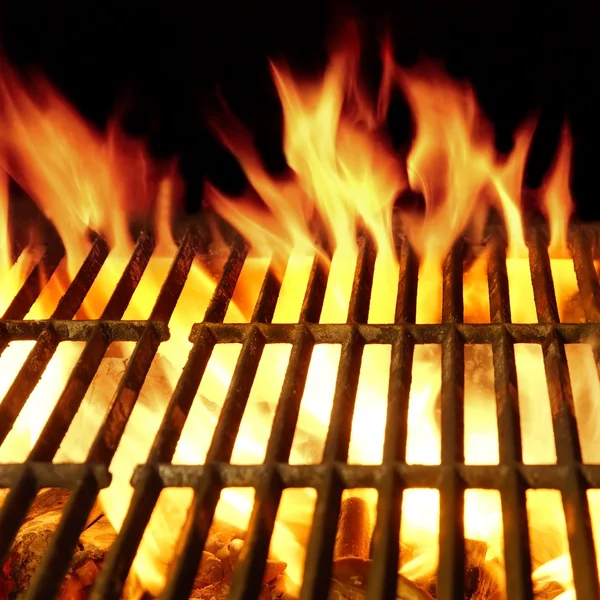 Grill flammenden Grill Nahaufnahme Hintergrund — Stockfoto