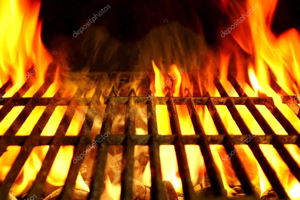 Barbecue Flaming Grill Closeup Background Stock Photo by ©aruba2000
