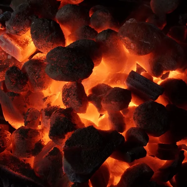 Glowing Charcoal Briquettes Background Texture — Stock Photo, Image