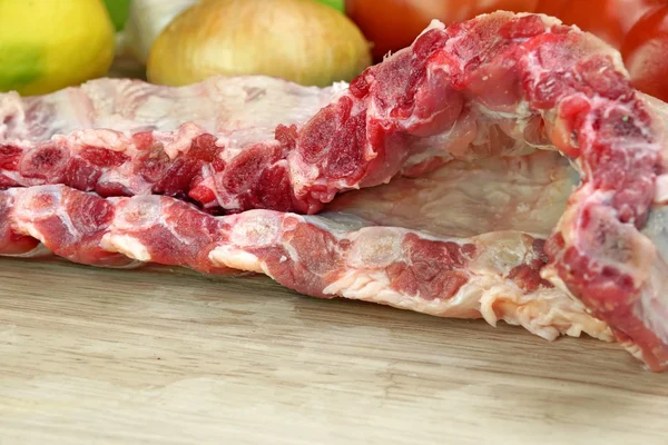 Carne di maiale cruda fresca Spareribs Primo piano — Foto Stock