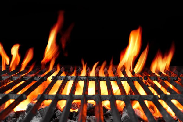 Empty Hot Flaming Charcoal Barbecue Grill Stock Picture