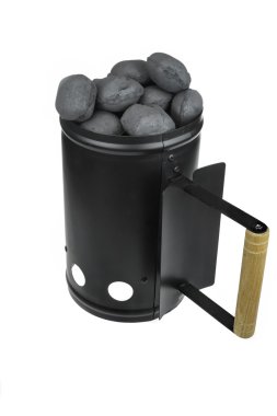 BBQ Grill Coals Flame Starter With  Charcoal Briquettes Isolated clipart