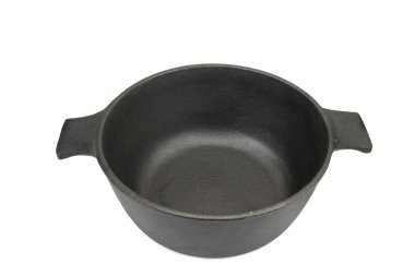 High Angle View On The Opened Cast Iron Pan Isolated clipart
