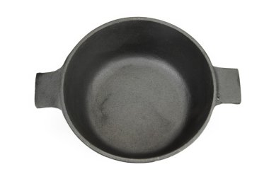 High Angle View On The Opened Cast Iron Pan Isolated clipart